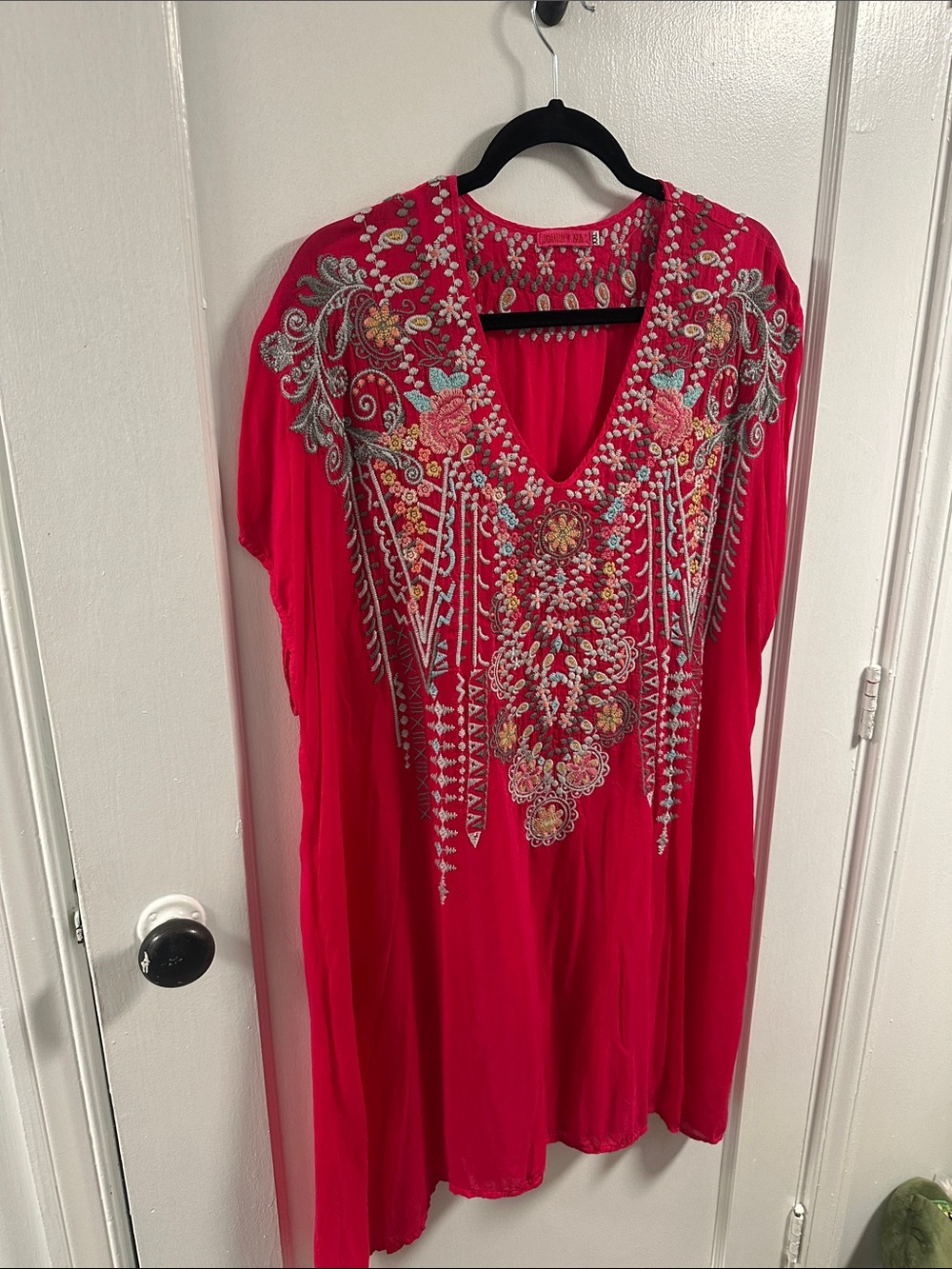 Johnny Was Fuschia Embroidered Mini Dress